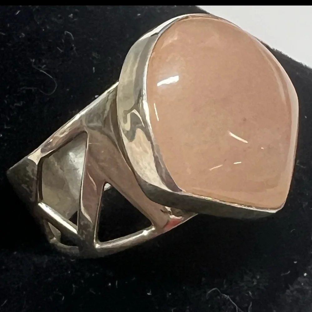Vintage Jay King Sterling Signed DTR Navajo Old Pink Rose Quartz Ring